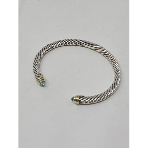 David Yurman Sterling Silver Topaz Cable Classic Cuff - Picture 5 of 10